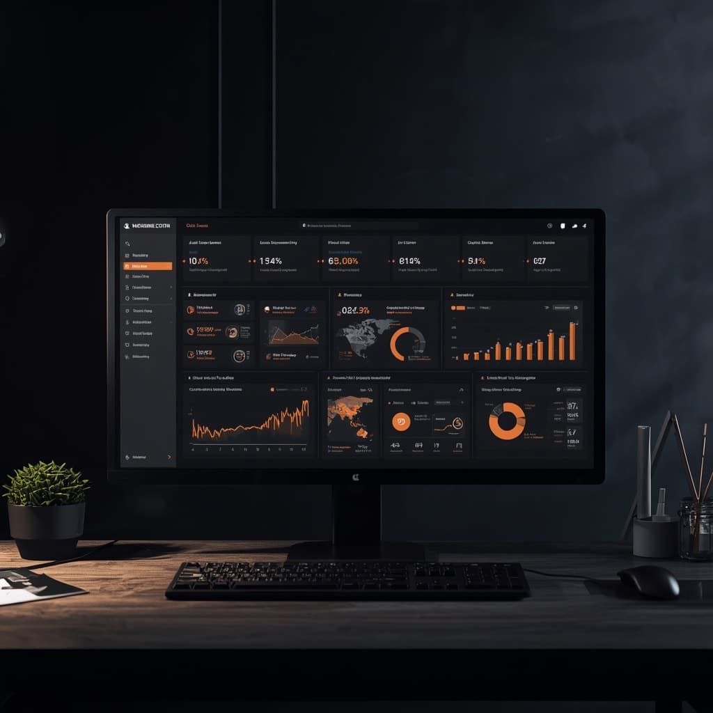 Digital marketing campaign dashboard showing audience targeting, conversions and lead generation
